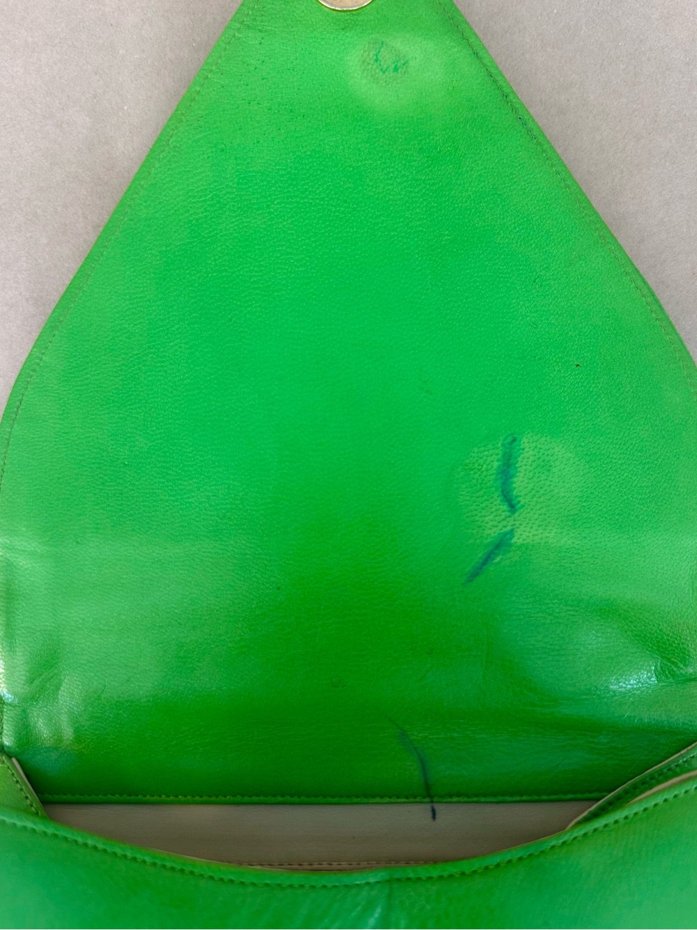 VTG 80s Charles Jourdan Paris Green Leather Hexagonal  Rare Geometric bag - Picture 8 of 9